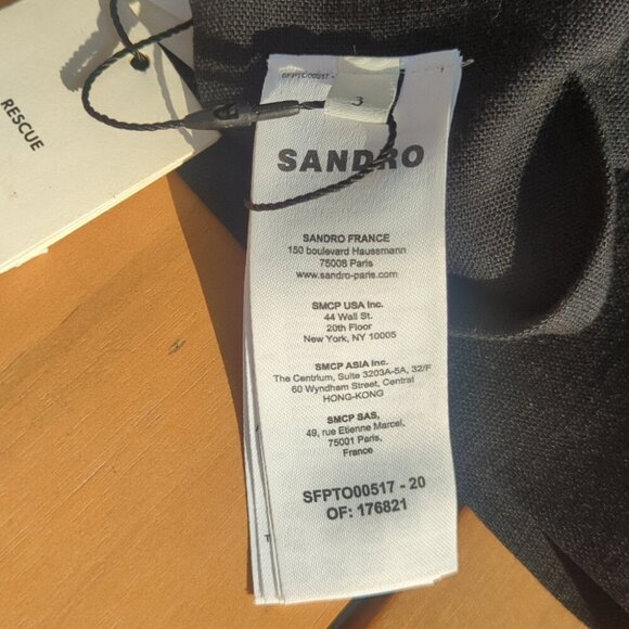 Sandro Paris Black Elegant V Neck Triangle Crop Top - Size 3 M/Large (8-10) NWT - Picture 6 of 11